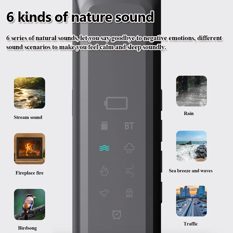 Under Pillow Bone Conduction Bluetooth Speaker White Noise Sleep Aid Soundbar with LED Display Timed Shutdown TF Card Music Play - Image 3