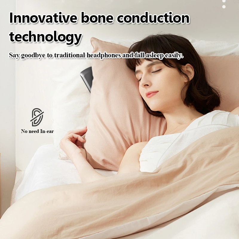 Under Pillow Bone Conduction Bluetooth Speaker White Noise Sleep Aid Soundbar with LED Display Timed Shutdown TF Card Music Play - Image 2